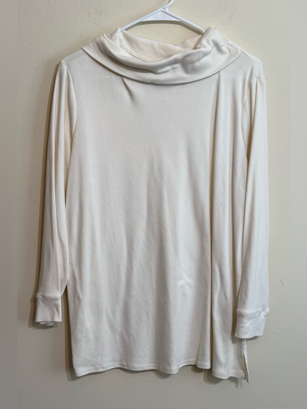 Denim & Co Women's Cream Cowl Neck Long-Sleeve Top 1XP